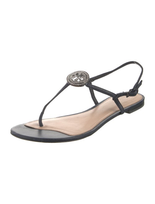 Tory Burch Leather Crystal Embellishments T-Strap Sandals