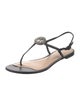 Tory Burch Leather Crystal Embellishments T-Strap Sandals