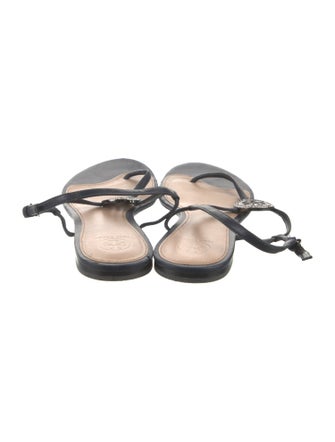 Tory Burch Leather Crystal Embellishments T-Strap Sandals