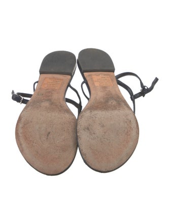 Tory Burch Leather Crystal Embellishments T-Strap Sandals