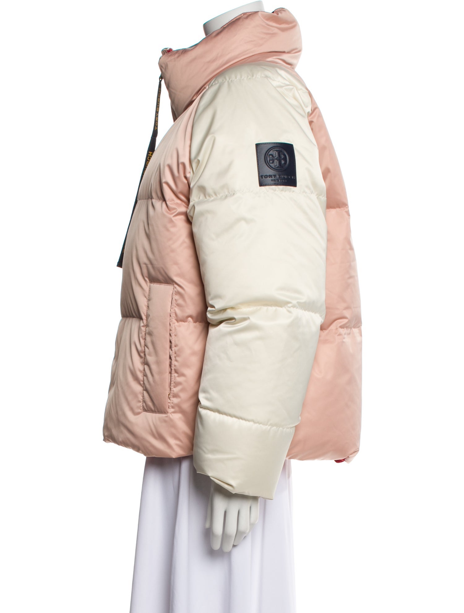 Tory Burch Down Colorblock Pattern Down Coat