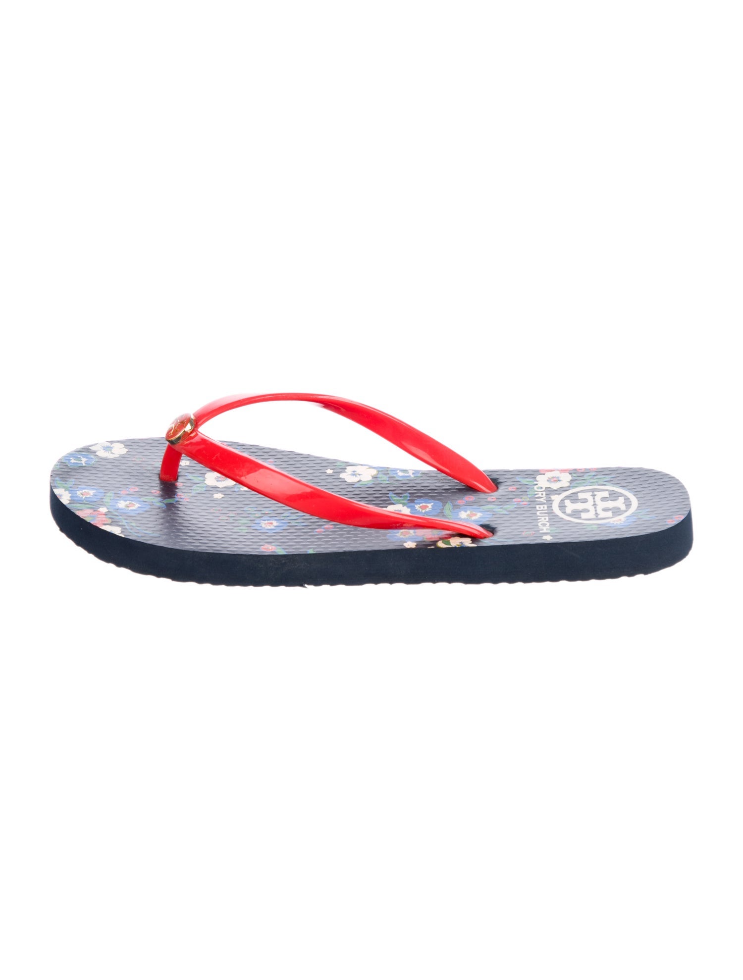 Tory Burch Rubber Floral Print Flip Flops