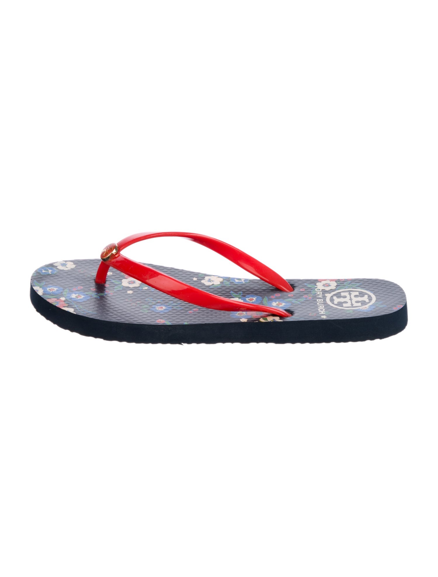 Tory Burch Rubber Floral Print Flip Flops