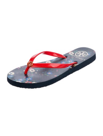 Tory Burch Rubber Floral Print Flip Flops
