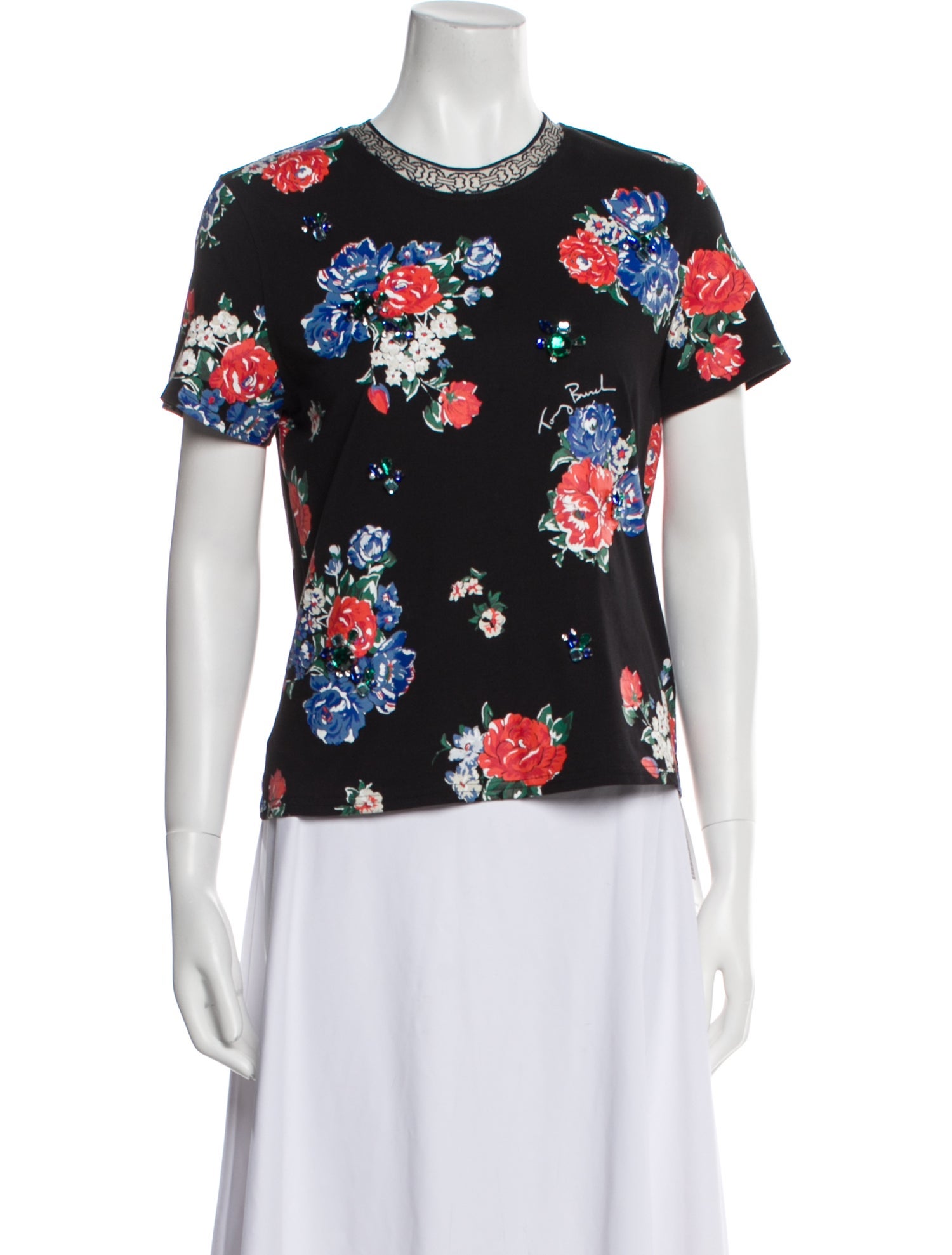 Tory Burch Floral Print Crew Neck T-Shirt