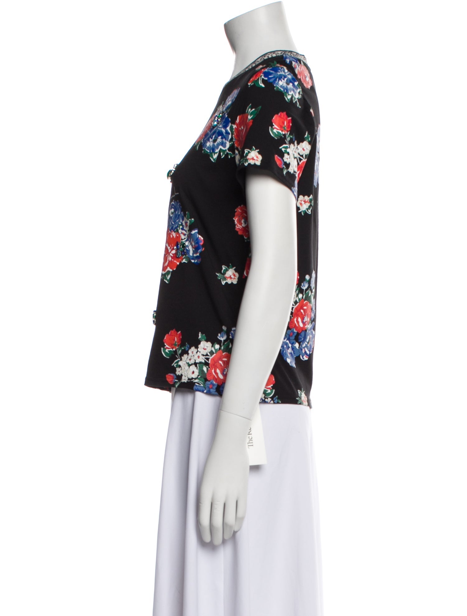 Tory Burch Floral Print Crew Neck T-Shirt
