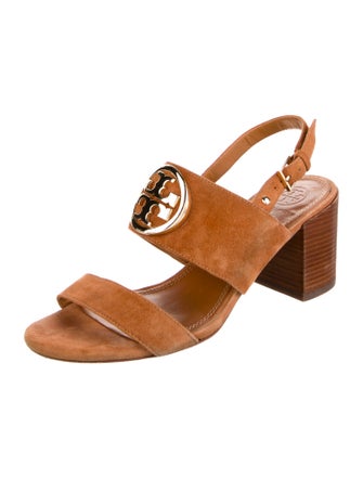 Tory Burch Signature Logo Suede Slingback Sandals
