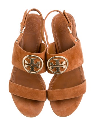 Tory Burch Signature Logo Suede Slingback Sandals