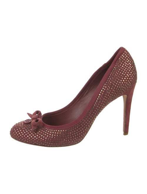 Tory Burch Suede Crystal Embellishments Pumps