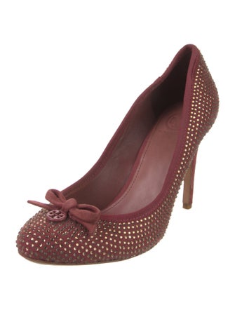 Tory Burch Suede Crystal Embellishments Pumps