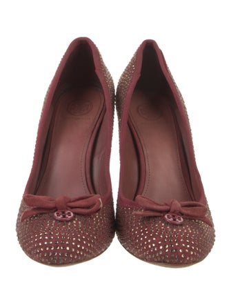Tory Burch Suede Crystal Embellishments Pumps