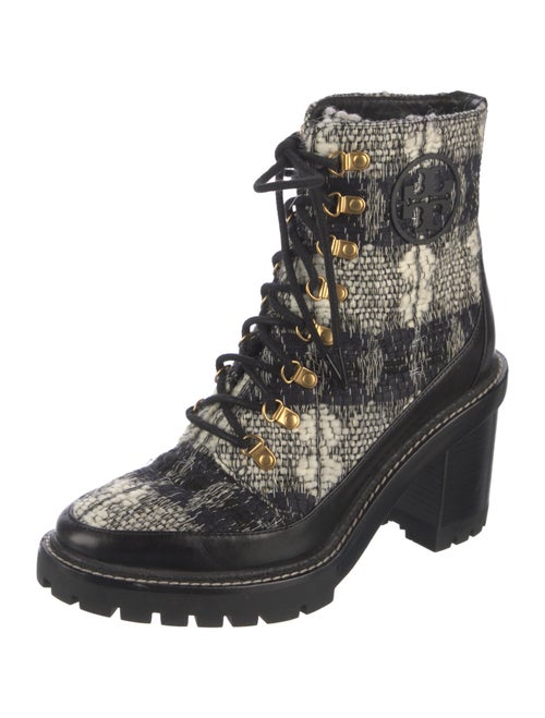 Tory Burch Tweed Printed Combat Boots