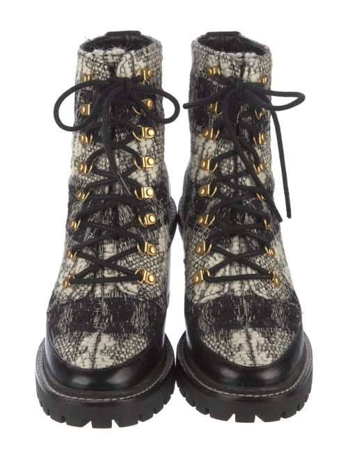 Tory Burch Tweed Printed Combat Boots