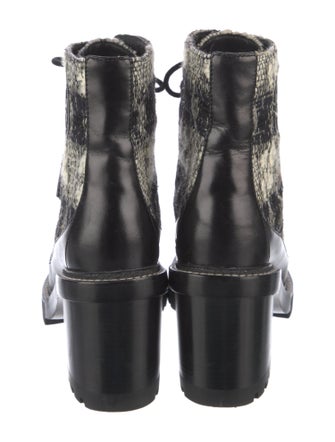 Tory Burch Tweed Printed Combat Boots