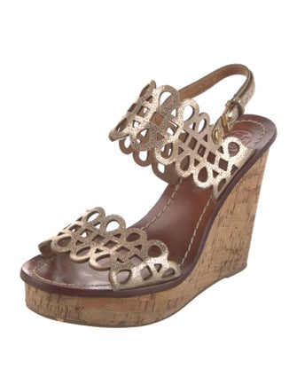 Tory Burch Leather Printed Slingback Sandals
