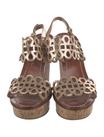 Tory Burch Leather Printed Slingback Sandals