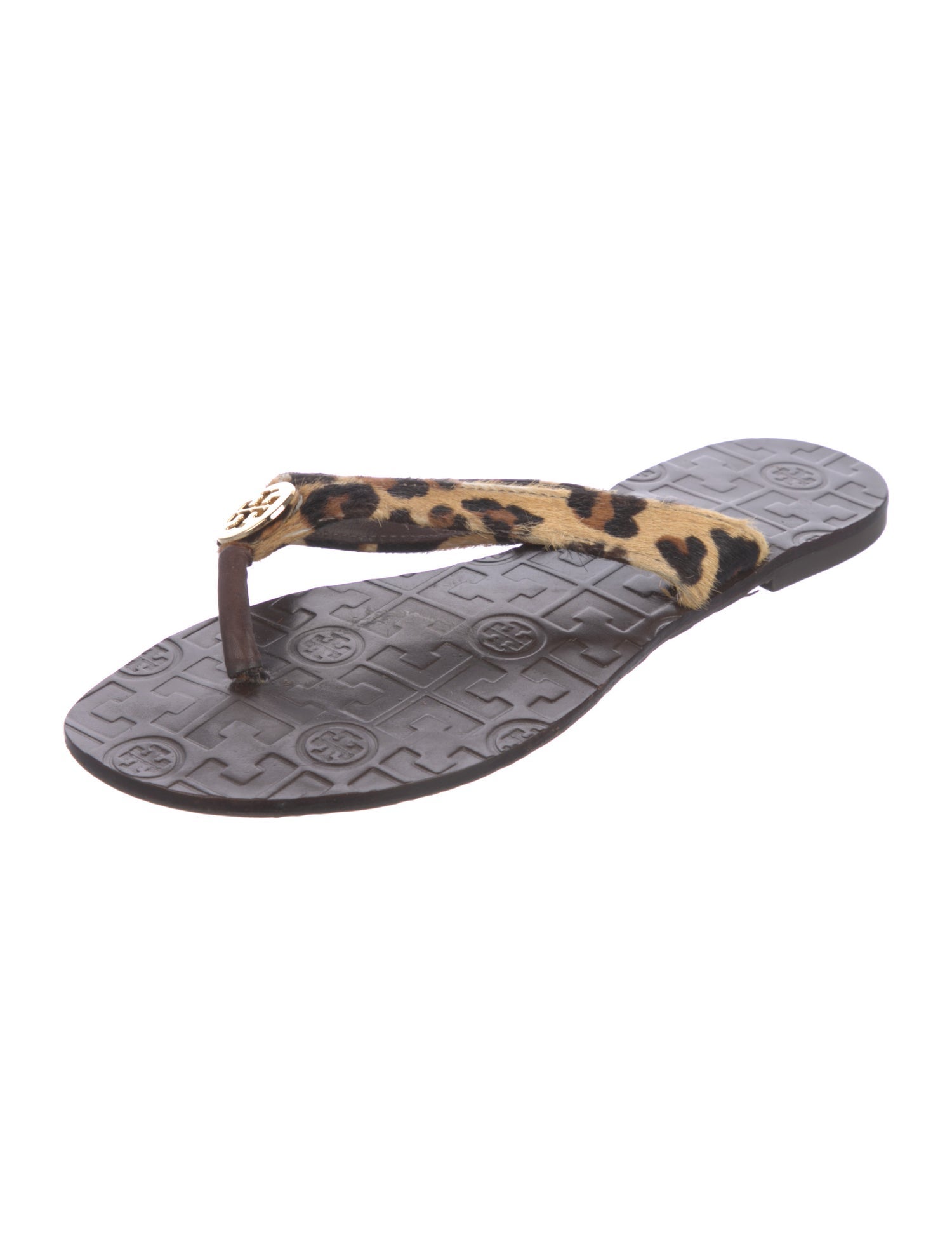 Tory Burch Ponyhair Printed Flip Flops