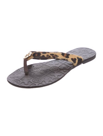 Tory Burch Ponyhair Printed Flip Flops