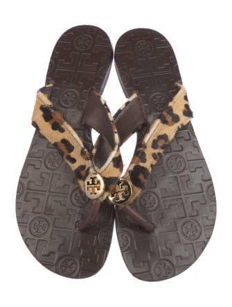 Tory Burch Ponyhair Printed Flip Flops