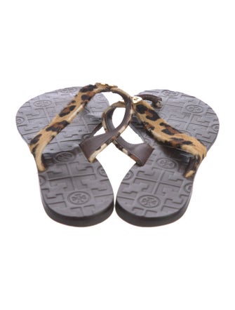 Tory Burch Ponyhair Printed Flip Flops