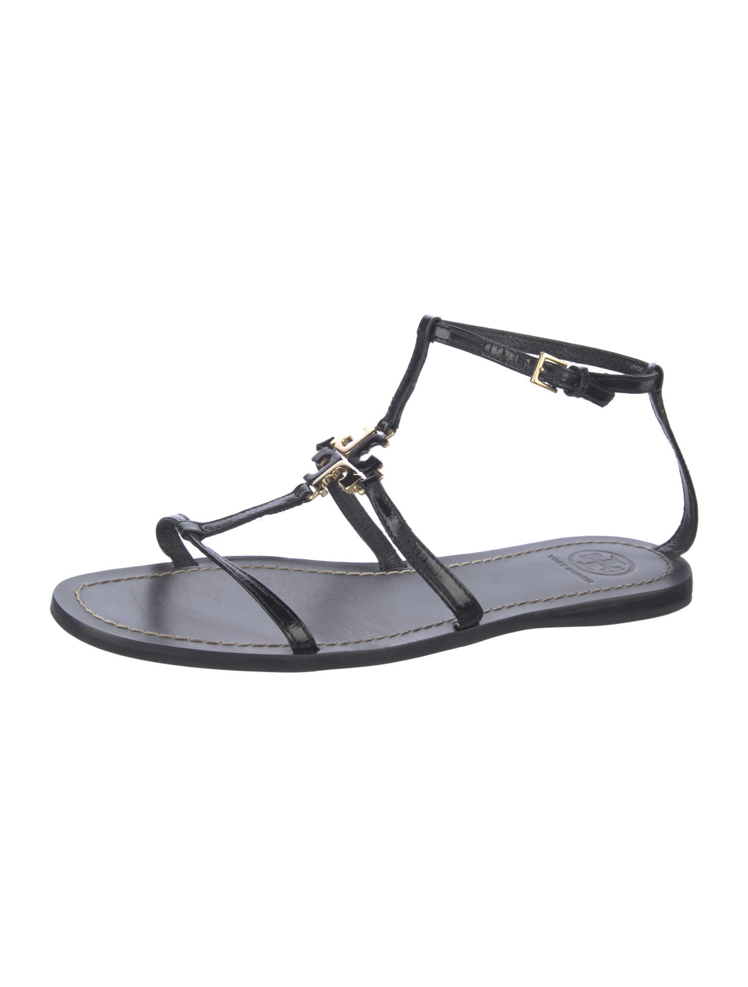 Tory Burch Patent Leather T-Strap Sandals