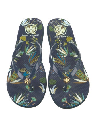 Tory Burch Rubber Floral Print Flip Flops