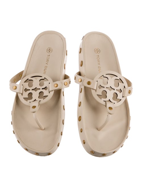 Tory Burch Leather Studded Accents Flip Flops
