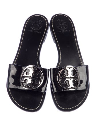 Tory Burch Signature Logo Leather Slides