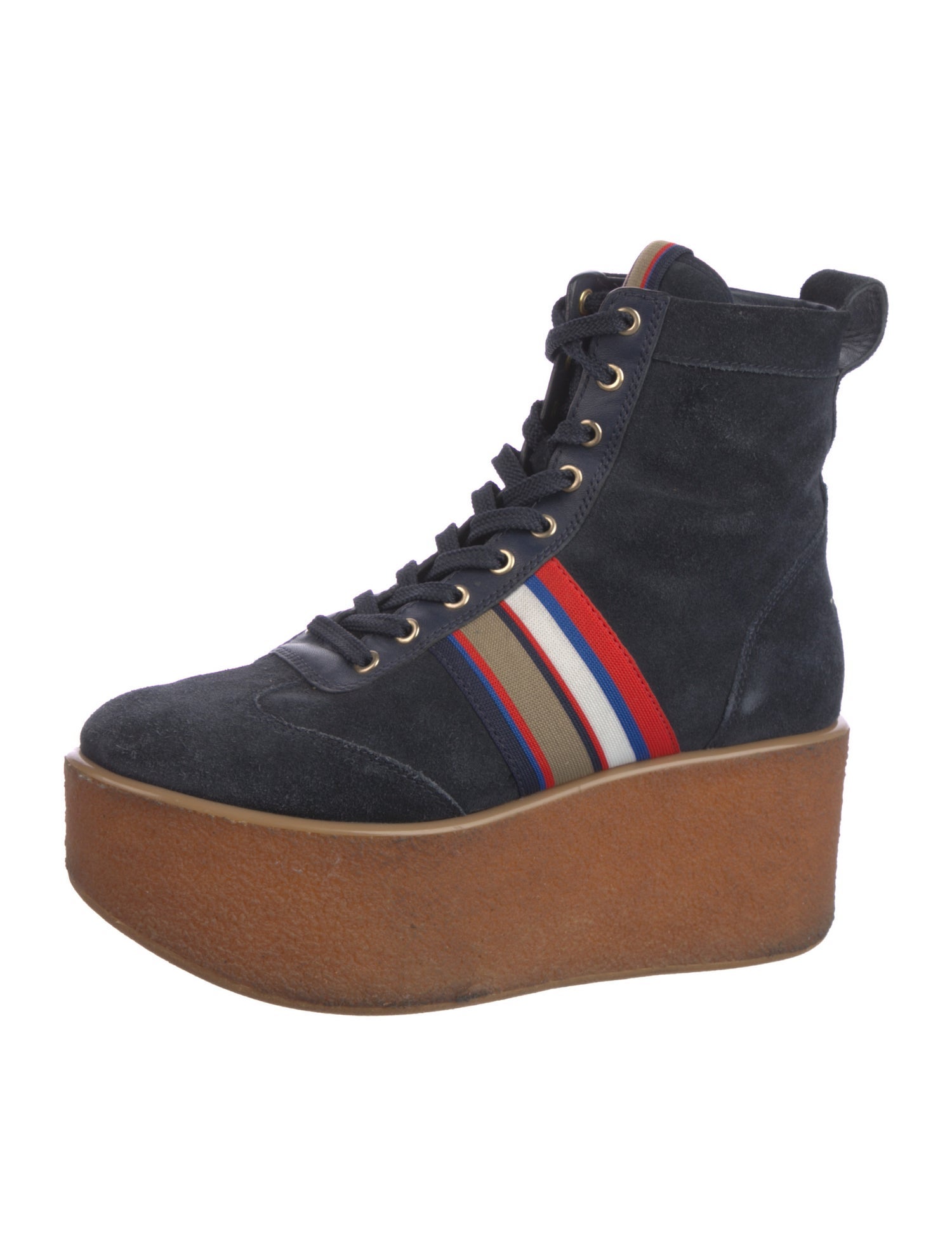 Tory Burch Suede Printed Wedge Sneakers