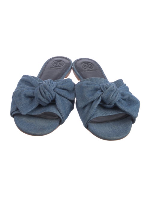 Tory Burch Denim Bow Accents Slides