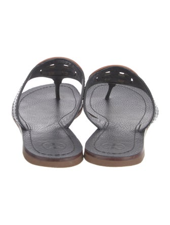 Tory Burch Signature Logo Leather Slides