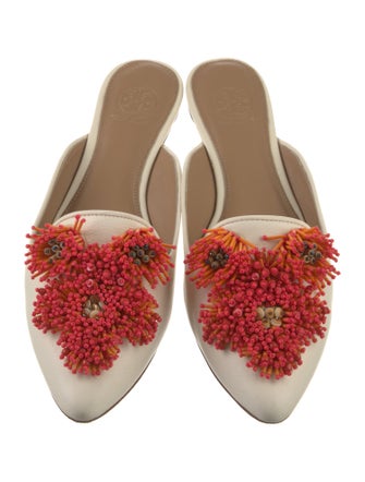 Tory Burch Leather Beaded Accents Mules