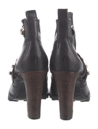 Tory Burch Leather Studded Accents Moto Boots