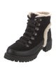 Tory Burch Suede Fur Trim Combat Boots