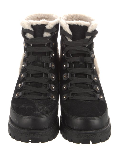 Tory Burch Suede Fur Trim Combat Boots