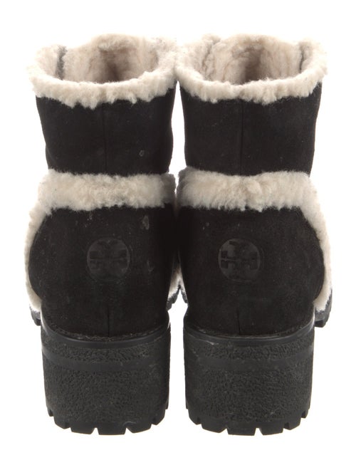 Tory Burch Suede Fur Trim Combat Boots