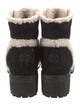 Tory Burch Suede Fur Trim Combat Boots