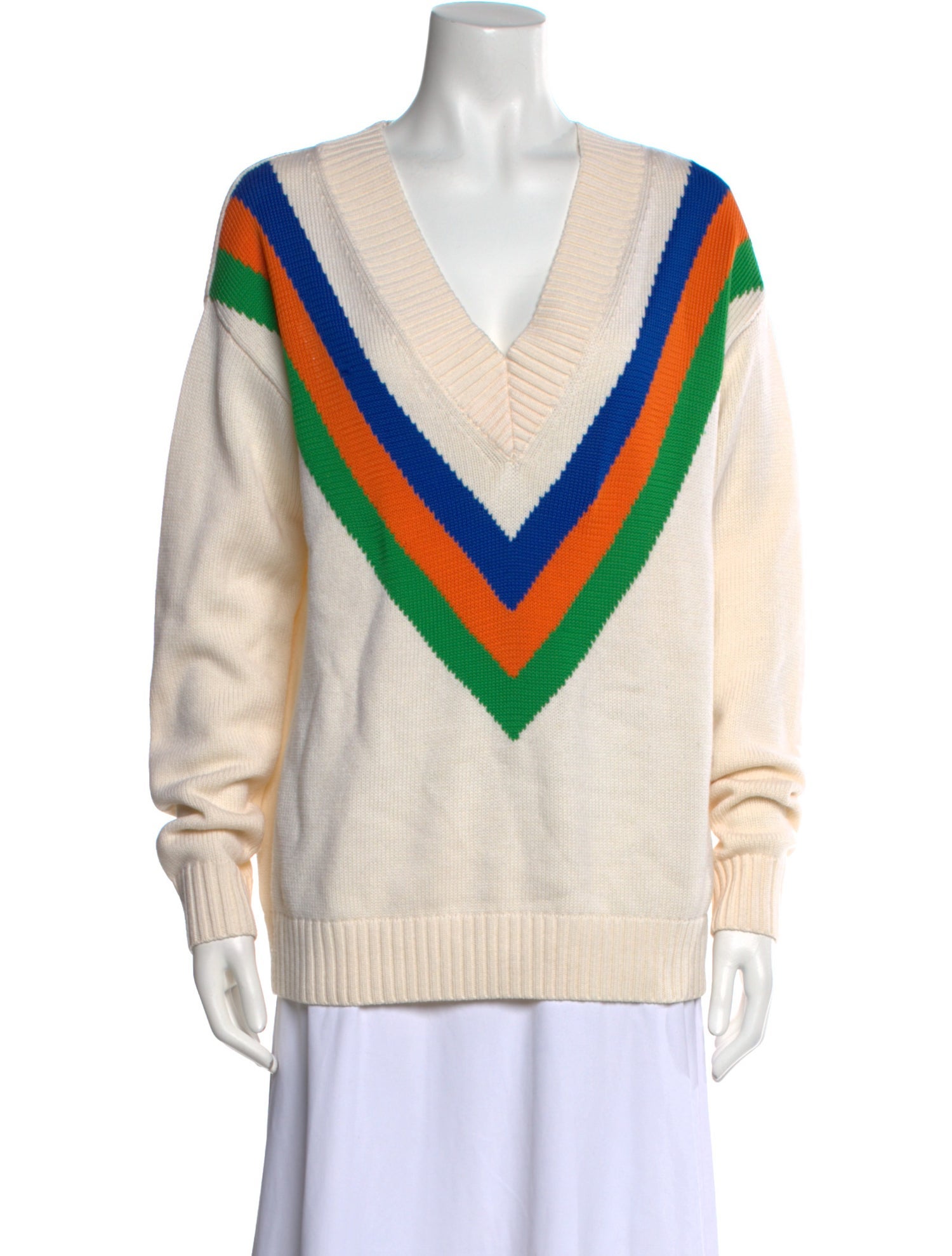 Tory Burch Wool Colorblock Pattern Sweater