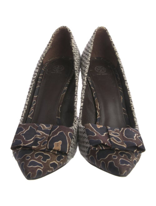 Tory Burch Tweed Pattern Bow Accents Pumps