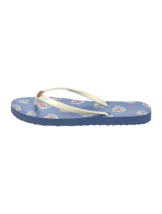 Tory Burch Rubber Floral Print Flip Flops