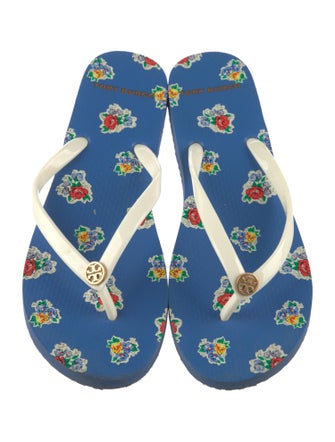 Tory Burch Rubber Floral Print Flip Flops