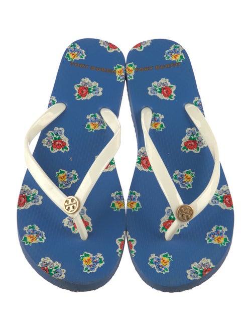 Tory Burch Rubber Floral Print Flip Flops