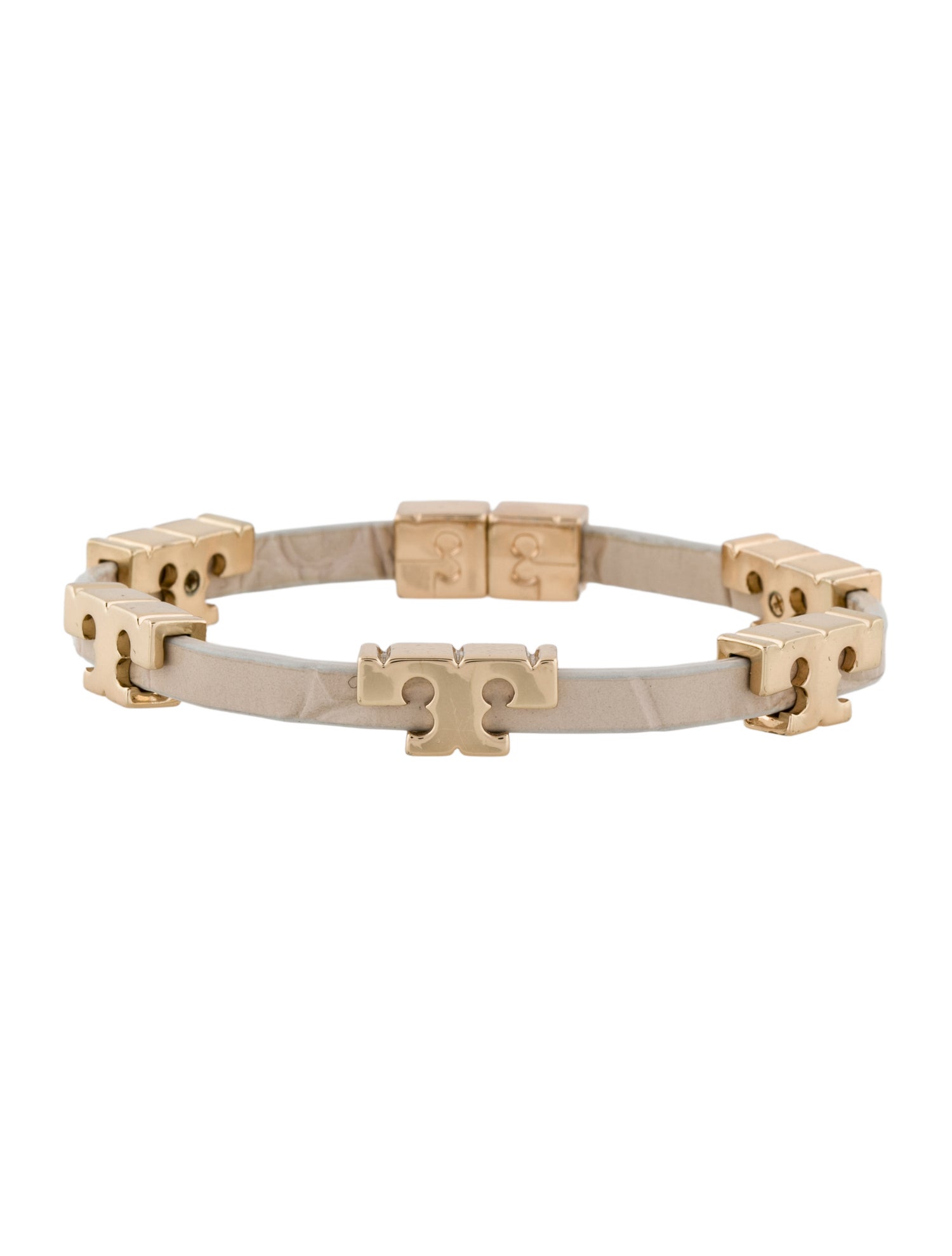 Tory Burch Embossed Leather Serif T Logo Wrap Bracelet