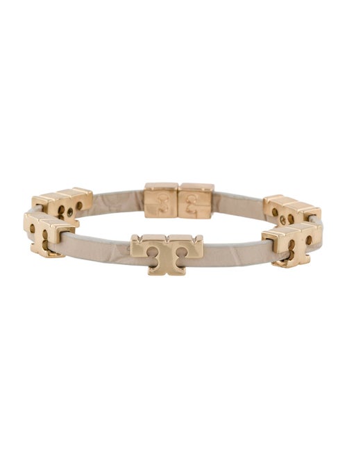 Tory Burch Embossed Leather Serif T Logo Wrap Bracelet