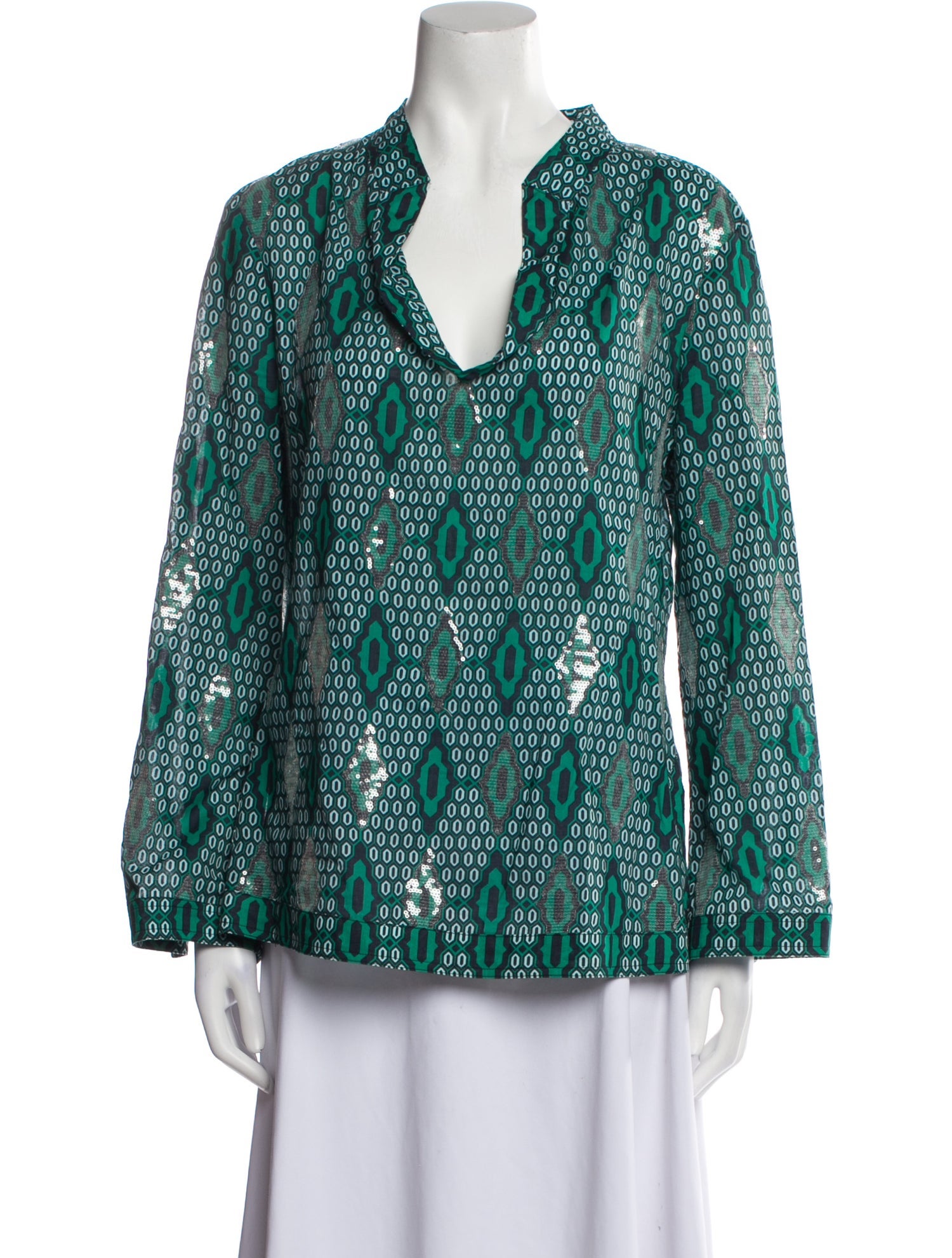 Tory Burch Printed V-Neck Blouse