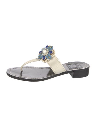 Tory Burch Leather Studded Accents Flip Flops