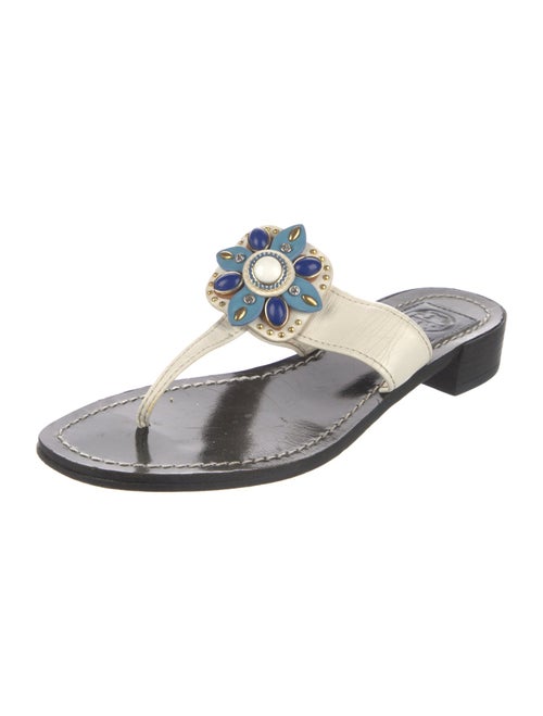 Tory Burch Leather Studded Accents Flip Flops
