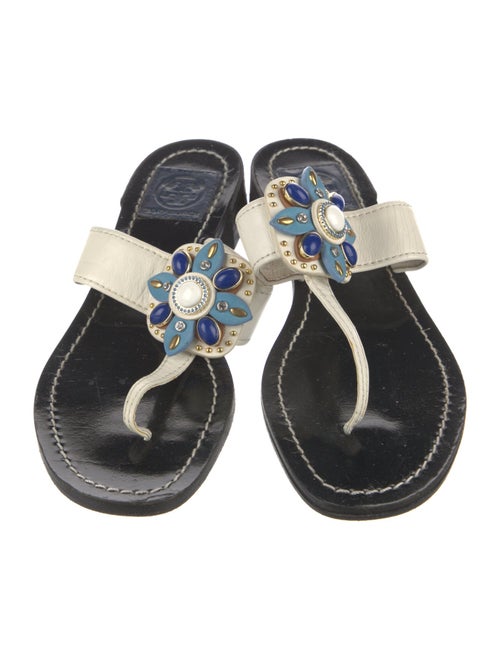 Tory Burch Leather Studded Accents Flip Flops