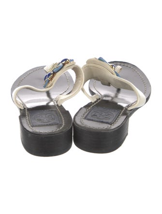 Tory Burch Leather Studded Accents Flip Flops