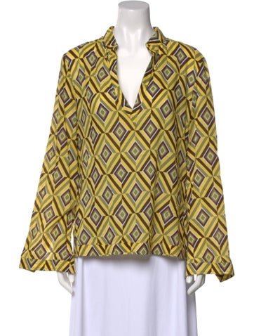 Tory Burch Tops Printed V-Neck Polo US 10 | L